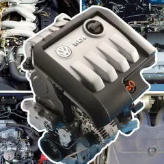 Silnik Volkswagen TDI SDI z widocznymi elementami innych jednostek napędowych.